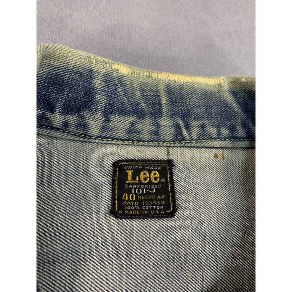 VTG 60's Lee 101-J SANFORIZED UNION MADE Denim Jacket Light Wash 40 R - Picture 5 of 12